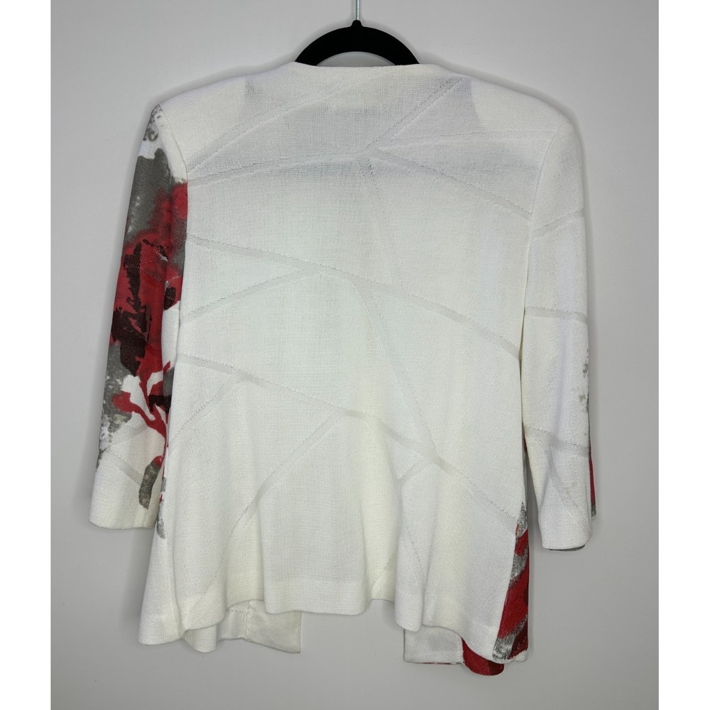 Ming Wang Floral Knit Jacket & Tank Top Set PS XS Red Off White Classy Mature - Picture 13 of 16